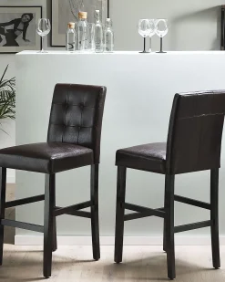 Tuolit<Beliani Baarituoli Keinonahka Ruskea 2 Kpl Madison