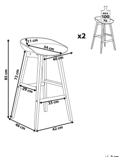 Tuolit<Beliani Baarituoli Muovi Vaaleansininen 2 Kpl Micco