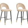 Tuolit<Beliani Baarituoli Sametti Beige 2 Kpl Falton