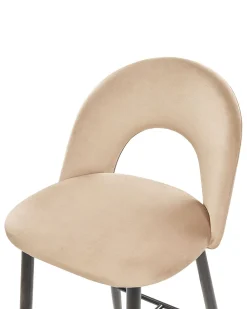 Tuolit<Beliani Baarituoli Sametti Beige 2 Kpl Falton