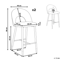 Tuolit<Beliani Baarituoli Sametti Harmaa 2 Kpl Falton