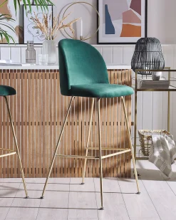 Fashion Beliani Baarituoli Sametti Smaragdinvihrea 2 Kpl Arcola