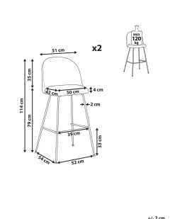 Fashion Beliani Baarituoli Sametti Smaragdinvihrea 2 Kpl Arcola