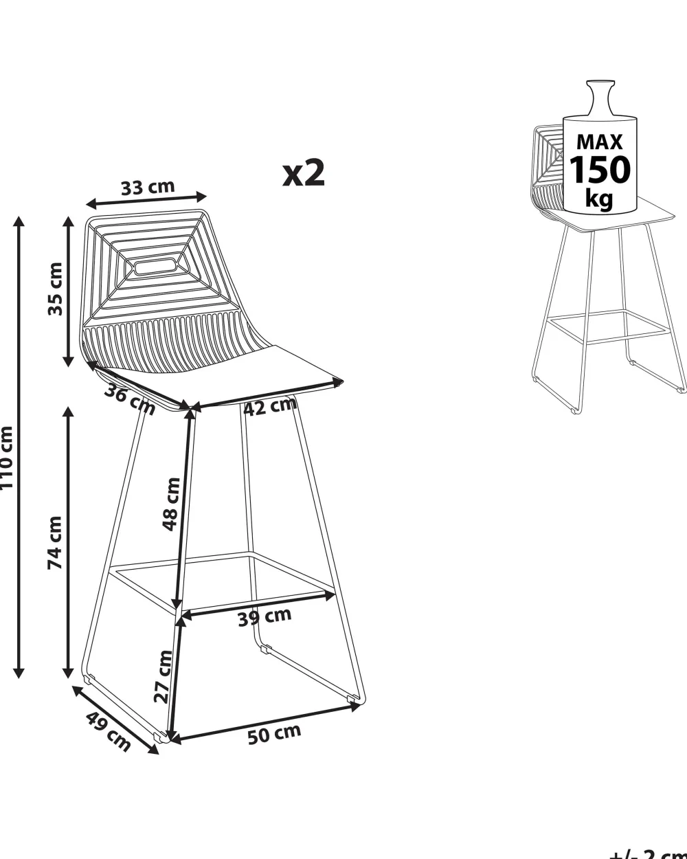 Tuolit<Beliani Baarituoli Teras Hopea 2 Kpl Bisbee