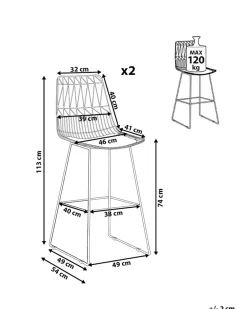 Sale Beliani Baarituoli Teras Kulta 2 Kpl Preston