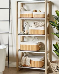 Sale Beliani Bambukori Vaalea Puu 5 Kpl Talpe