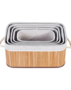 Sale Beliani Bambukori Vaalea Puu 5 Kpl Talpe