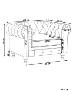 Nojatuolit<Beliani Beige Kangasverhoiltu Nojatuoli Chesterfield