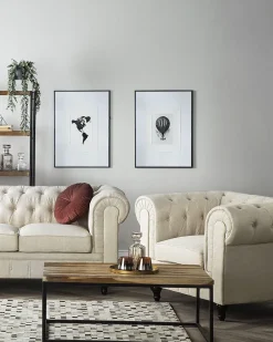 Nojatuolit<Beliani Beige Kangasverhoiltu Nojatuoli Chesterfield