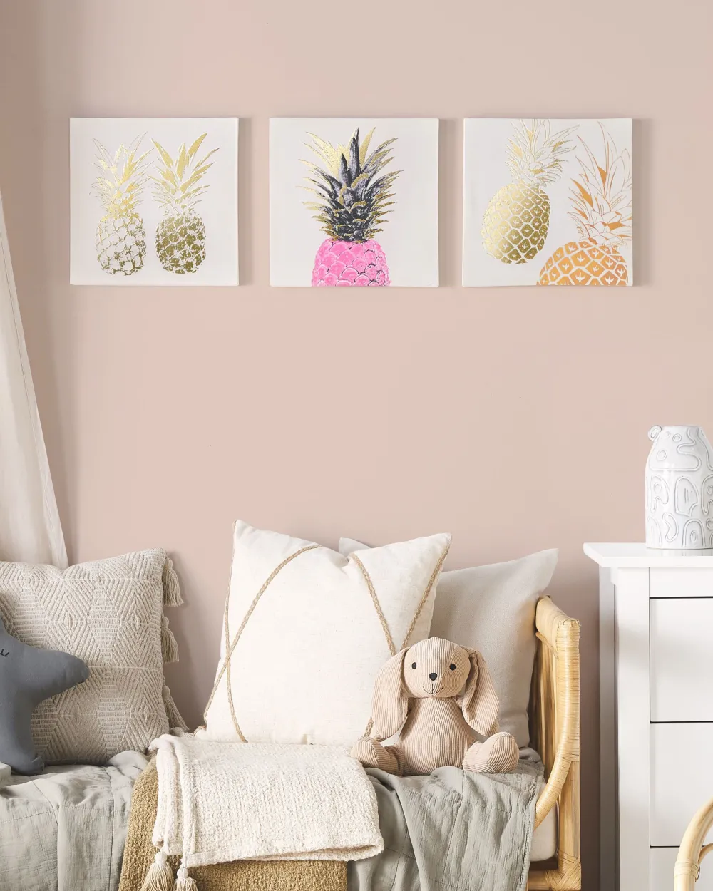 New Beliani Canvas-Taulu Vaaleanpunainen/Kulta 30 X 30 Cm 3 Kpl Apesika