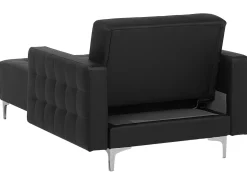 Shop Beliani Divaani Keinonahka Musta Aberdeen