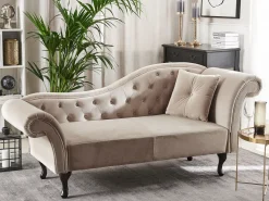 Outlet Beliani Divaani Sametti Oikeak. Beige Lattes