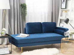 Outlet Beliani Divaani Sametti Oikeak. Laivastonsininen Miramas