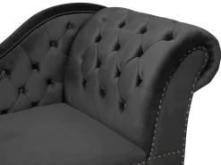 Sohvat<Beliani Divaani Sametti Oikeak. Musta Nimes