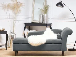 Sohvat<Beliani Divaani Sametti Oikeak. Vaaleanharmaa Luiro