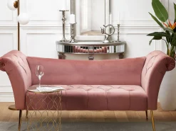 New Beliani Divaani Sametti Vaaleanpunainen Nantilly