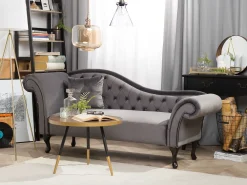 Best Sale Beliani Divaani Sametti Vasenk. Harmaa Lattes