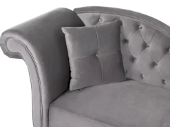 Best Sale Beliani Divaani Sametti Vasenk. Harmaa Lattes