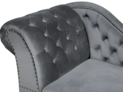 Best Sale Beliani Divaani Sametti Vasenk. Harmaa Nimes