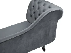 Best Sale Beliani Divaani Sametti Vasenk. Harmaa Nimes