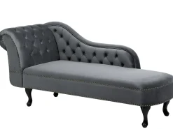 Best Sale Beliani Divaani Sametti Vasenk. Harmaa Nimes