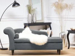 Sohvat<Beliani Divaani Sametti Vasenk. Vaaleanharmaa Luiro