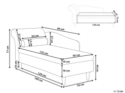 Sohvat<Beliani Divaani Sametti Vasenk. Vaaleanharmaa Luiro
