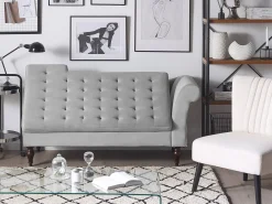 Store Beliani Divaani Säilytystilalla Sametti Vaaleanharmaa Pessac