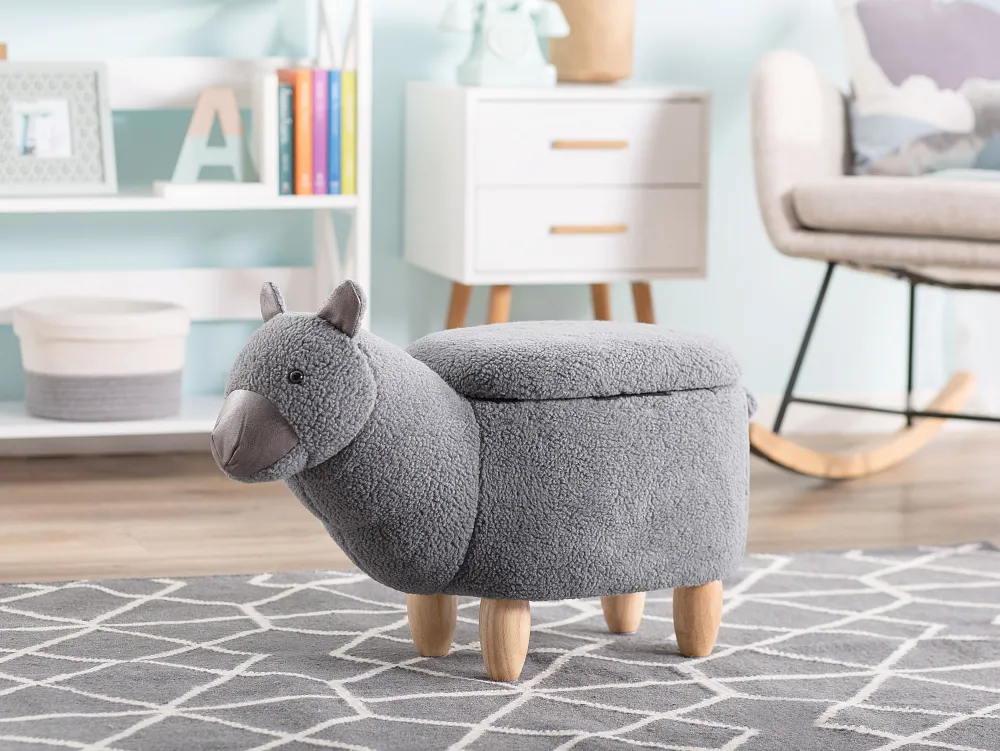 New Beliani Elainjakkara Kangas Säilytystila Harmaa 65 X 30 Cm Alpaca