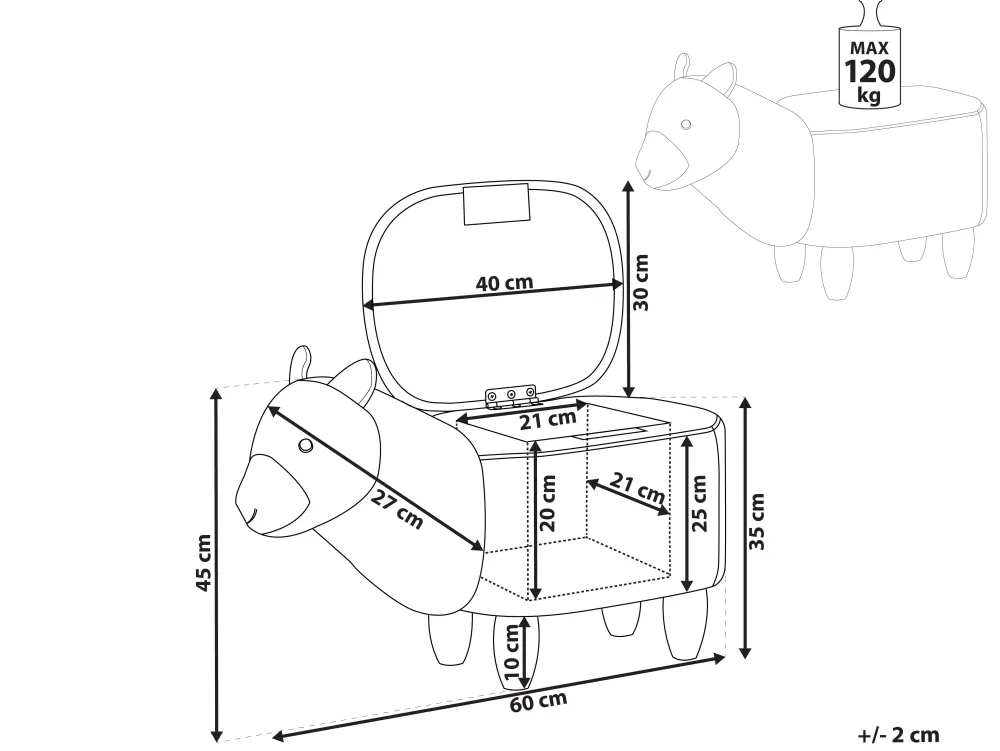 New Beliani Elainjakkara Kangas Säilytystila Harmaa 65 X 30 Cm Alpaca