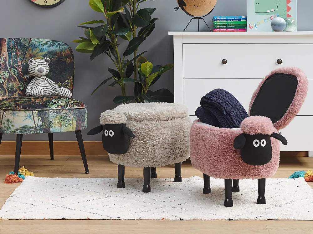Lastenhuone<Beliani Elainjakkara Kangas Säilytystila Harmaa 55 X 35 Cm Sheep