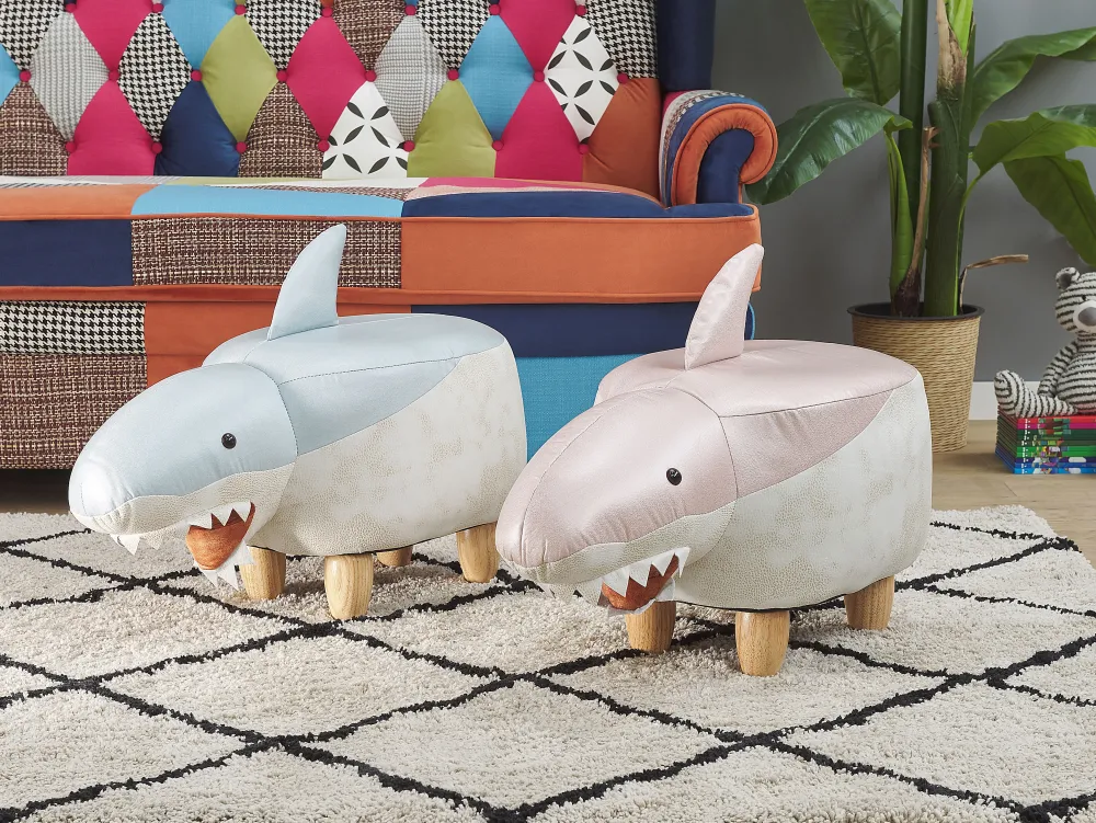 Lastenhuone<Beliani Elainjakkara Kangas Vaaleanpunainen/Valkoinen 32 X 67 Cm Shark
