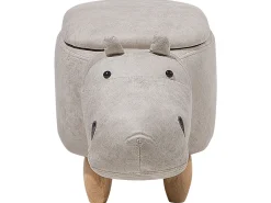 Säilytys<Beliani Elainjakkara Keinonahka Säilytystila Vaaleanharmaa 32 X 60 Cm Hippo