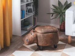 Best Sale Beliani Elainjakkara Keinonahka Säilytystila Ruskea 32 X 60 Cm Hippo