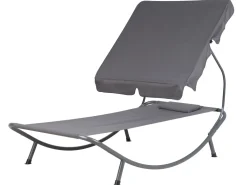 New Beliani Harmaa Aurinkotuoli Katoksella Terno