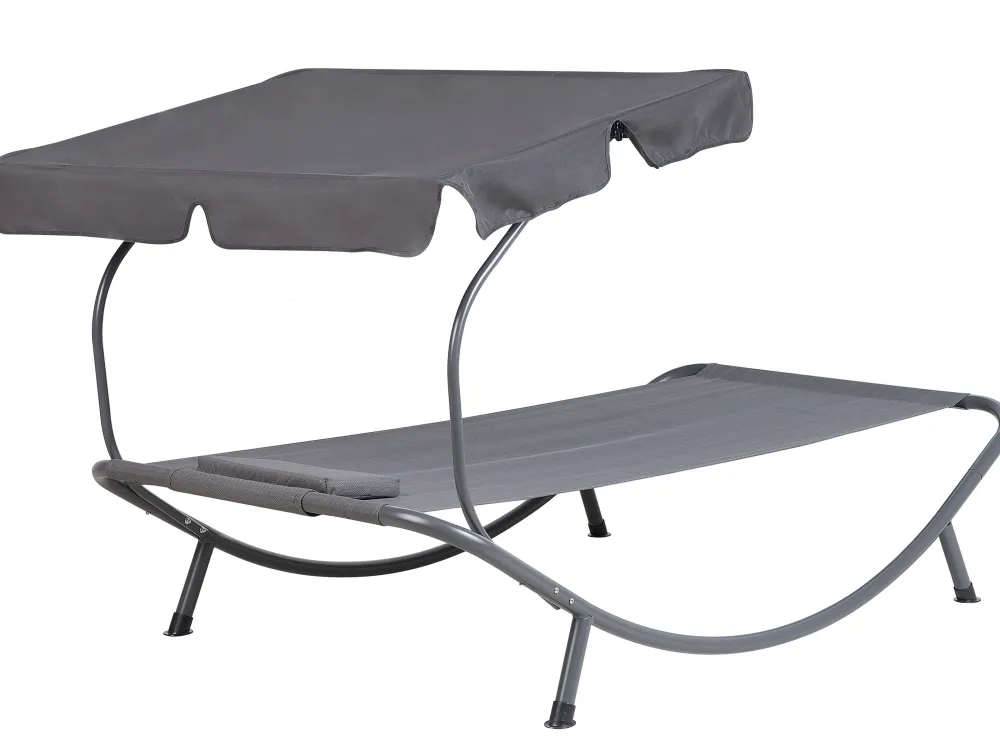 New Beliani Harmaa Aurinkotuoli Katoksella Terno