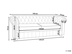 Sohvat<Beliani Harmaa 3-Istuttava Nahkasohva Chesterfield