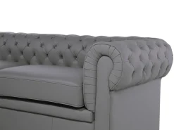 Sohvat<Beliani Harmaa 3-Istuttava Nahkasohva Chesterfield