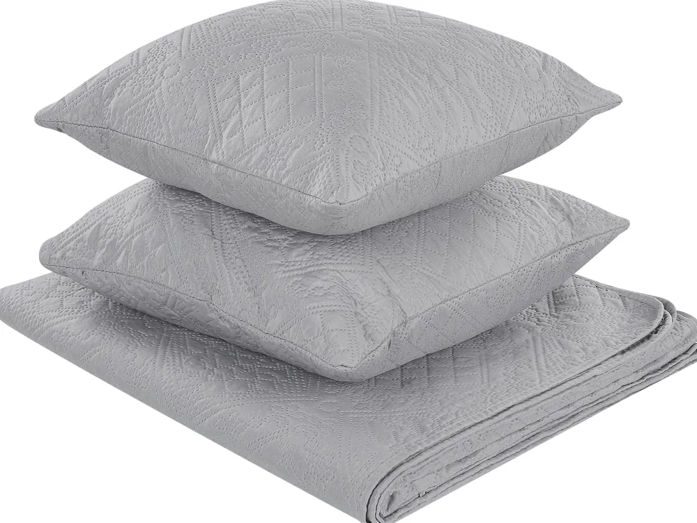 Tekstiilit<Beliani Harmaa Kohokuvioitu Paivapeittosetti 140 X 210 Cm Alamut