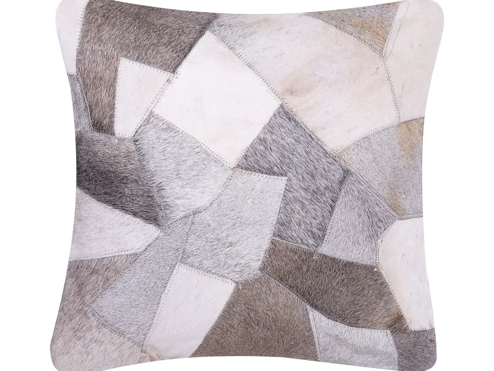 Shop Beliani Harmaa Nahkainen Tilkkukoristetyynysetti 45 X 45 Cm 2 Kpl Neeloor