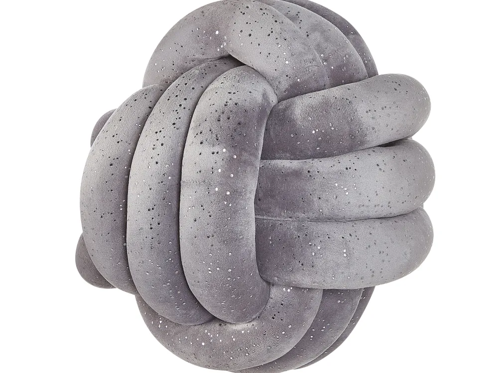 Online Beliani Harmaa Samettinen Solmutyyny Kimalteella O 30 Cm Malni