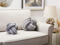 Online Beliani Harmaa Samettinen Solmutyyny Kimalteella O 30 Cm Malni