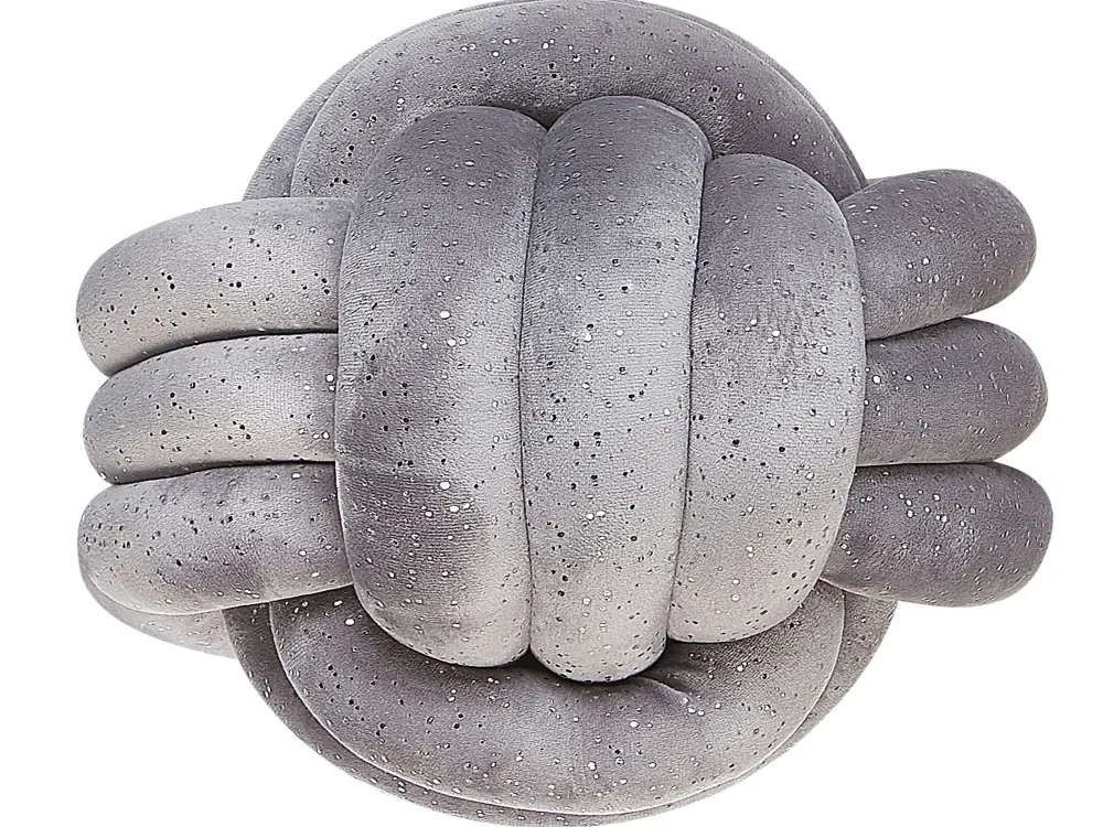 Online Beliani Harmaa Samettinen Solmutyyny Kimalteella O 30 Cm Malni