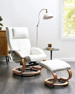 Clearance Beliani Hierontatuoli Jalkatuella Keinonahka Beige Majestic