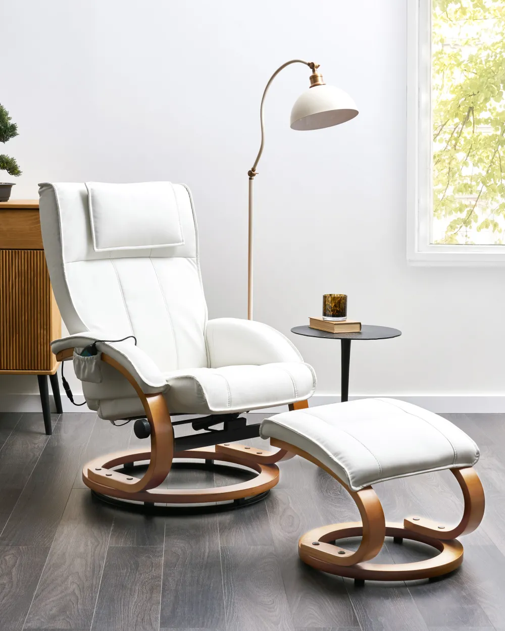 Clearance Beliani Hierontatuoli Jalkatuella Keinonahka Beige Majestic