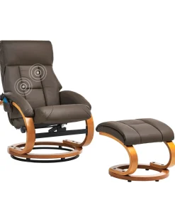 Nojatuolit<Beliani Hierontatuoli Jalkatuella Keinonahka Tummanruskea Force