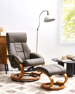 Nojatuolit<Beliani Hierontatuoli Jalkatuella Keinonahka Tummanruskea Force