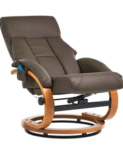 Nojatuolit<Beliani Hierontatuoli Jalkatuella Keinonahka Tummanruskea Force