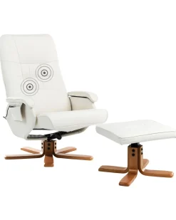 Best Sale Beliani Hierontatuoli Jalkatuella Keinonahka Kermanvalkoinen Relaxpro