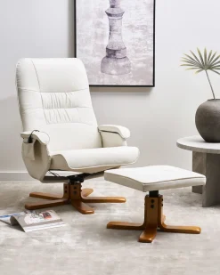 Best Sale Beliani Hierontatuoli Jalkatuella Keinonahka Kermanvalkoinen Relaxpro